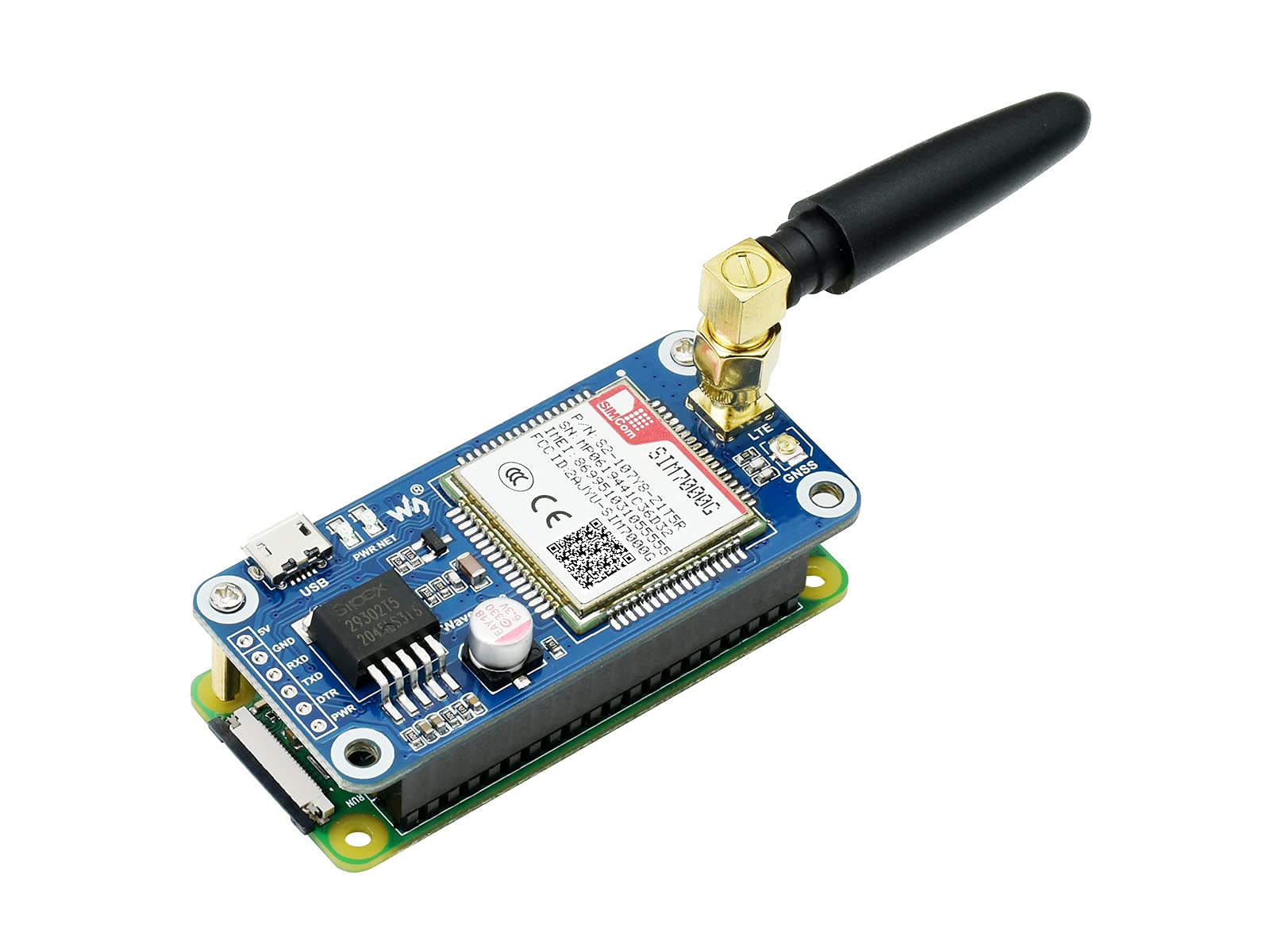 waveshare Waveshare SIM7000G NB-IoT HAT for Raspberry Pi with GNSS Positioning and Global Band Support - View 2 of 7