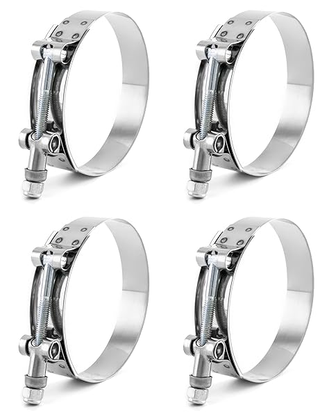 "QWORK 3" T-Bolt Hose Clamp - Stainless Steel, 83mm-91mm Range, Turbo Intake & Intercooler, 4 Pack"