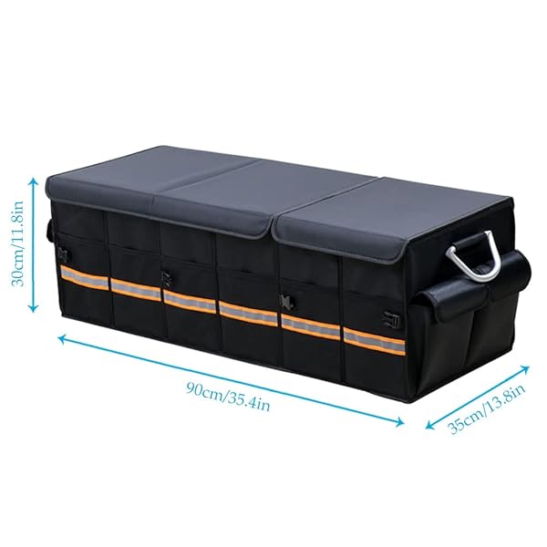 Tianle XL Black Tianle Car Trunk Organizer - Collapsible with Lid, Reflective Strip & Aluminium Handle for SUV, Truck & Minivan - View 5 of 7