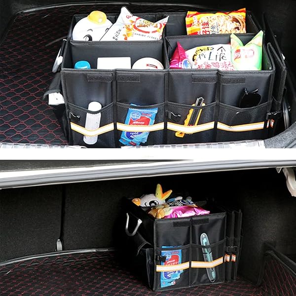 Tianle XL Black Tianle Car Trunk Organizer - Collapsible with Lid, Reflective Strip & Aluminium Handle for SUV, Truck & Minivan - View 7 of 7