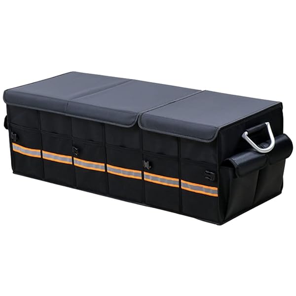 Tianle XL Black Tianle Car Trunk Organizer - Collapsible with Lid, Reflective Strip & Aluminium Handle for SUV, Truck & Minivan - View 3 of 7