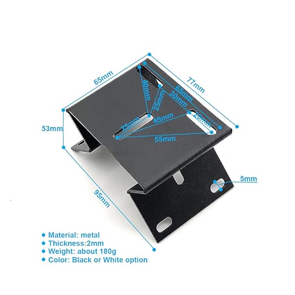 OwlCat Buy OwlCat CCTV Mounting Bracket - Vertical Wall Corner Right Angle Plate, Metal Black & White, 77mm x 65mm x 53mm - XM-Black - View 5 of 11