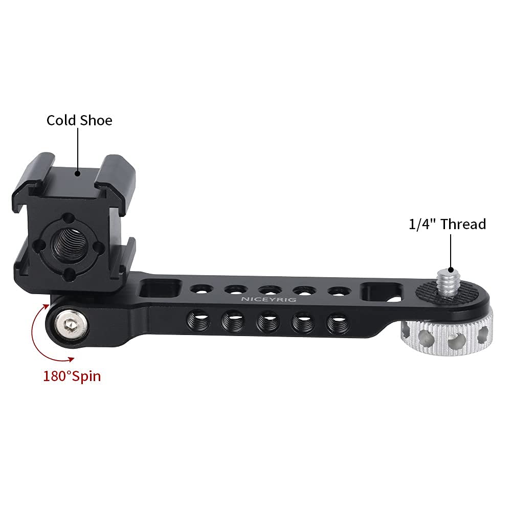 NICEYRIG NICEYRIG 3-Side Triple Cold Shoe Extension Bracket Heavy-Duty Cheese Bar for Tripod Selfie Stick Gimbal Camera Phone Vlog Light Mic Mount - View 3 of 8