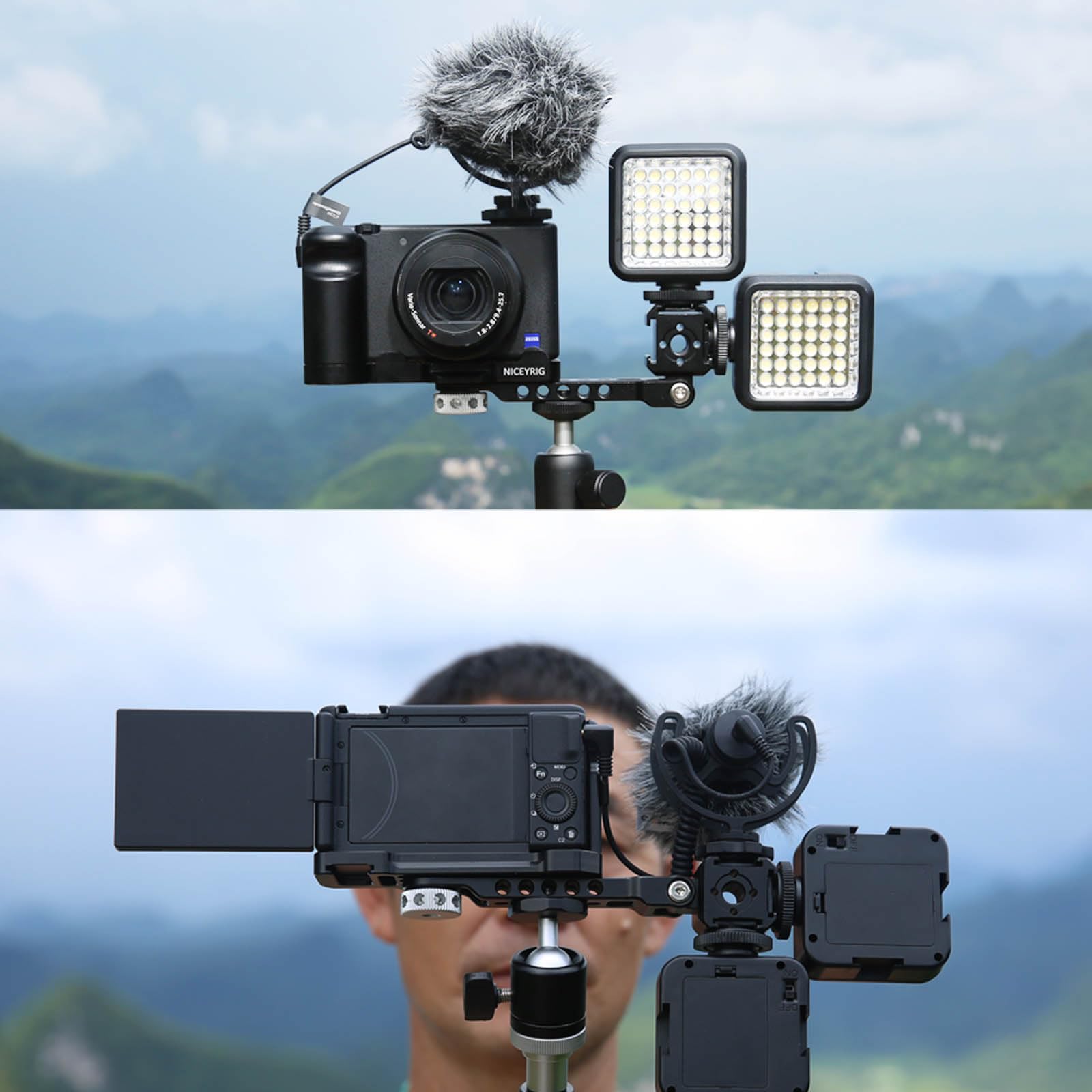 NICEYRIG NICEYRIG 3-Side Triple Cold Shoe Extension Bracket Heavy-Duty Cheese Bar for Tripod Selfie Stick Gimbal Camera Phone Vlog Light Mic Mount - View 5 of 8