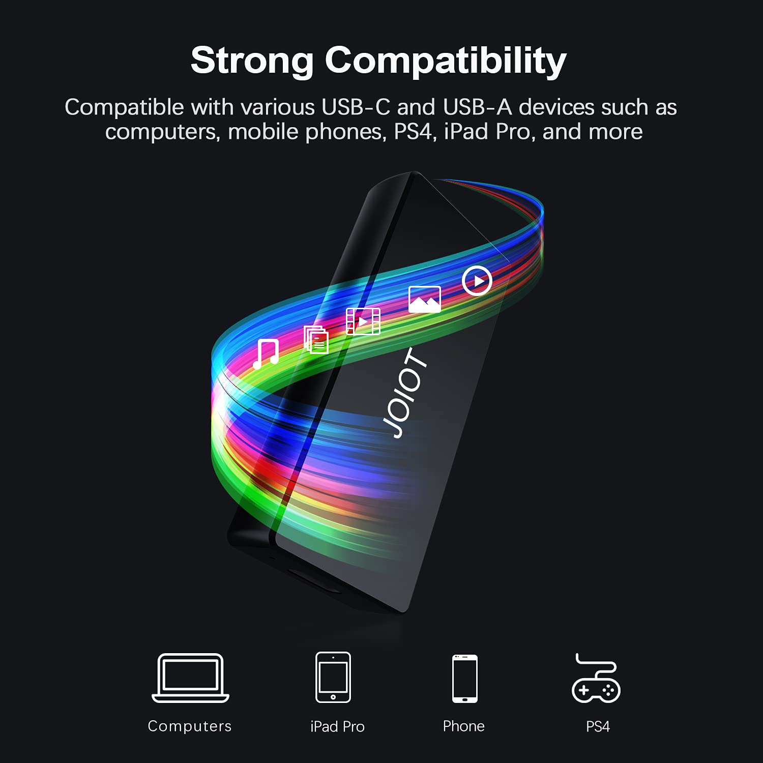 JOIOT JOIOT 500GB Portable External SSD Ultra-Light USB 3.1 Type C Solid State Drive for Mac Windows Android Linux Up to 430MB/s - View 3 of 5