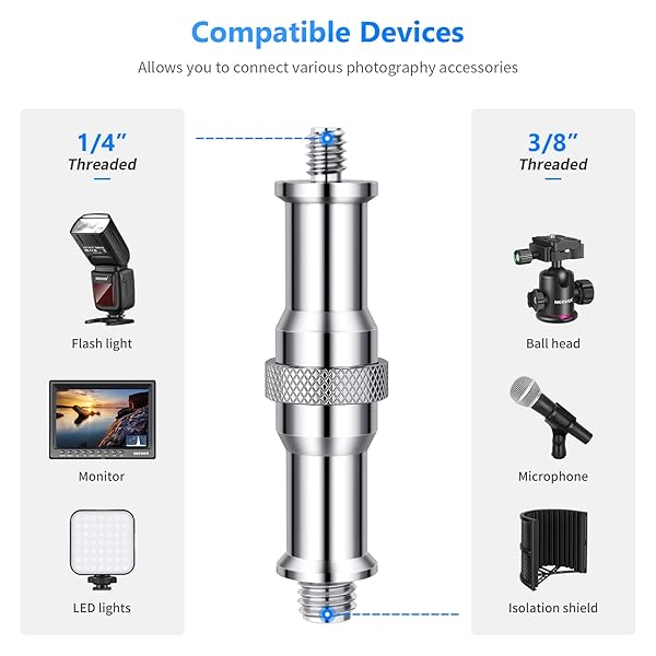 NEEWER NEEWER Pack of 3 Metal Converter Thread Adapter for Studio Light Stand and Accessories - View 5 of 8