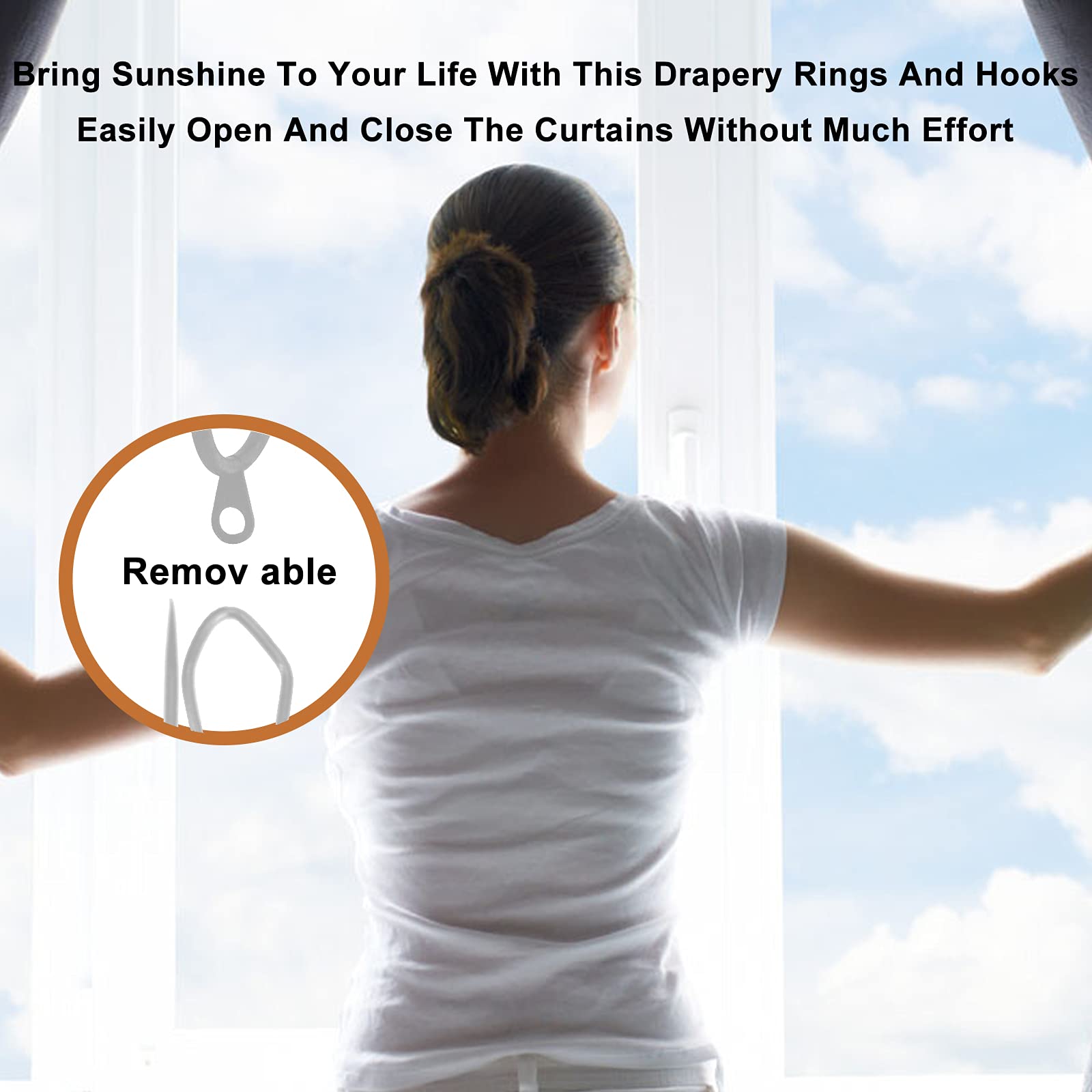 WISION 60 Pcs Metal Drapery Curtain Rings and Hooks 30 mm Internal Diameter Matt Silver for Easy Hanging and Stylish Window Treatments - View 4 of 7