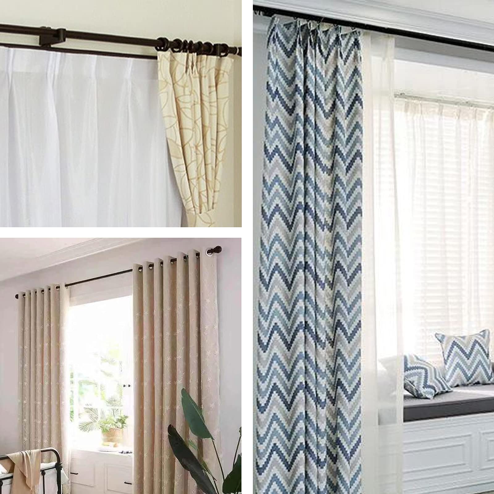 WISION 60 Pcs Metal Drapery Curtain Rings and Hooks 30 mm Internal Diameter Matt Silver for Easy Hanging and Stylish Window Treatments - View 6 of 7