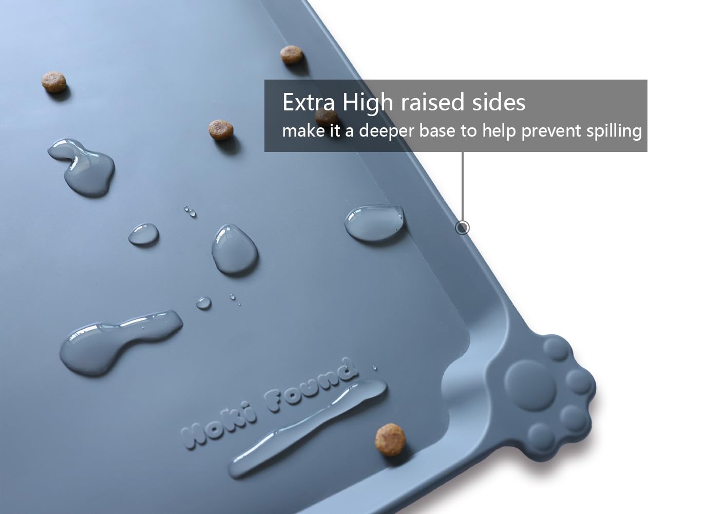 Hoki Found Hoki X-Large Silicone Pet Food Mats Non Slip Waterproof Feeding Mat for Dogs and Cats Gray - View 2 of 4