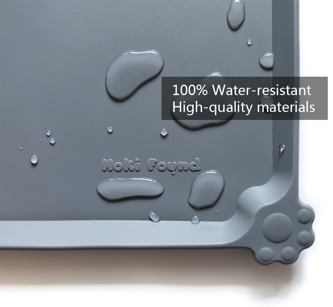 Hoki Found Hoki X-Large Silicone Pet Food Mats Non Slip Waterproof Feeding Mat for Dogs and Cats Gray - View 3 of 4