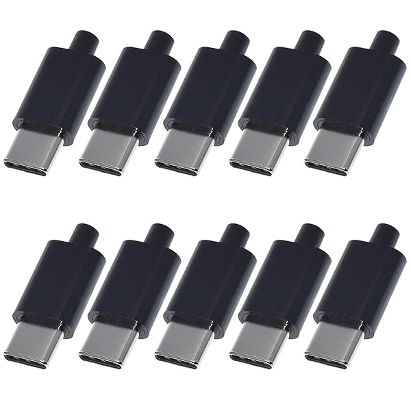 ANMBEST ANMBEST 10Set USB 3.1 Type C Male Connectors - 24 Pin Welding Data Line for PCB Support (Black)