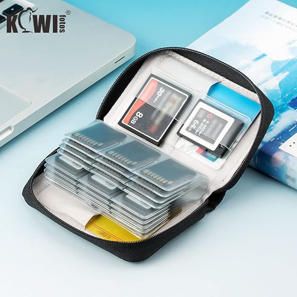 KIWIFOTOS 28-Slot SD Card Holder Case: Organize 24 SD/SDXC/SDHC + 4 CF/XQD Cards with Labels - Portable Memory Card Storage Wallet - View 5 of 11