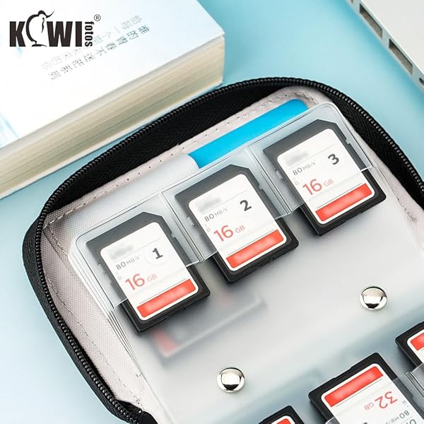 KIWIFOTOS 28-Slot SD Card Holder Case: Organize 24 SD/SDXC/SDHC + 4 CF/XQD Cards with Labels - Portable Memory Card Storage Wallet - View 9 of 11