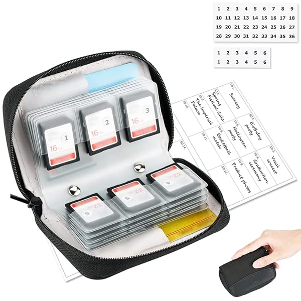 KIWIFOTOS 28-Slot SD Card Holder Case: Organize 24 SD/SDXC/SDHC + 4 CF/XQD Cards with Labels - Portable Memory Card Storage Wallet - View 3 of 11