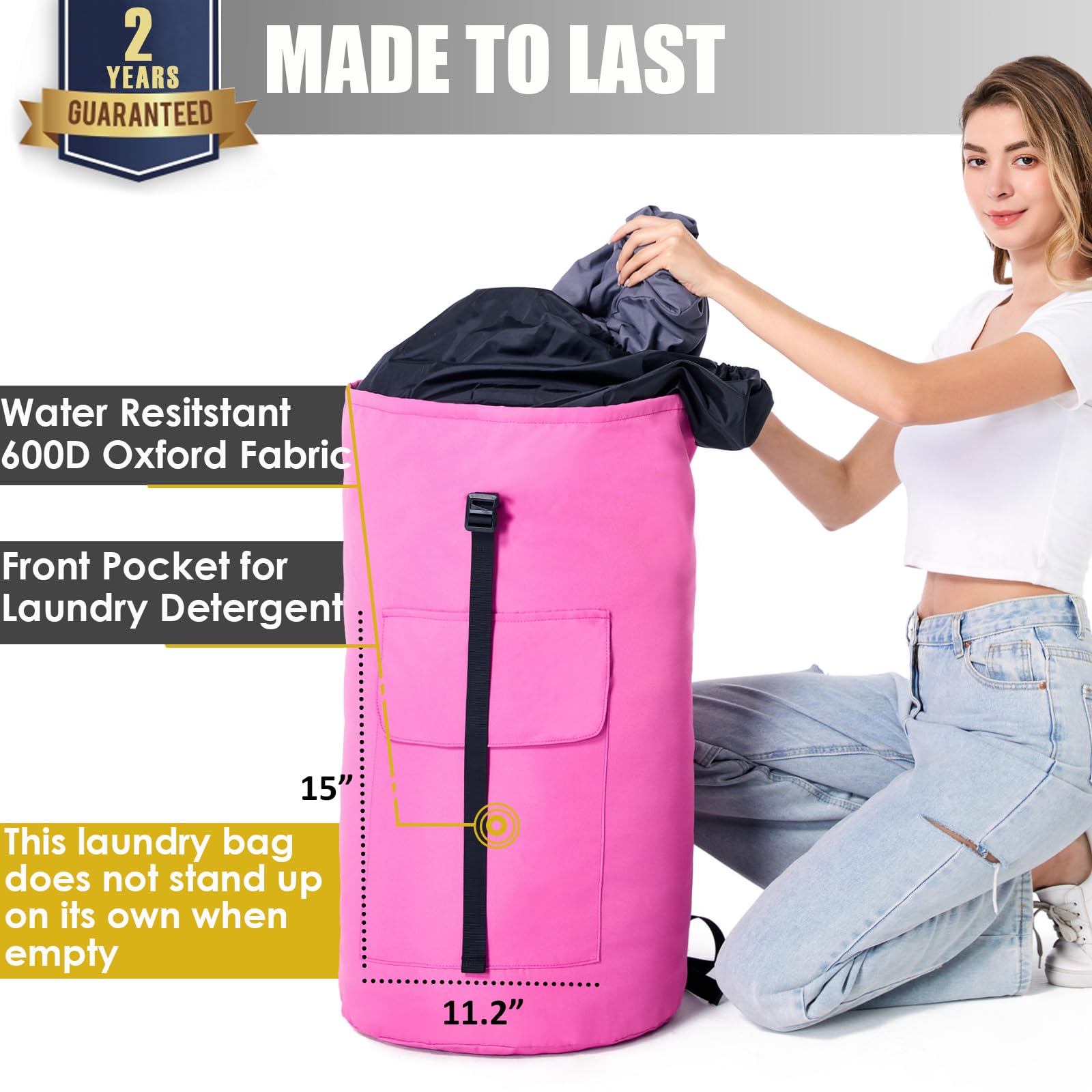 Ãzhido Extra Large Laundry Bag 115L with Straps Heavy Duty Backpack for College Dorm Room Essentials and Dirty Clothes Storage - View 2 of 5