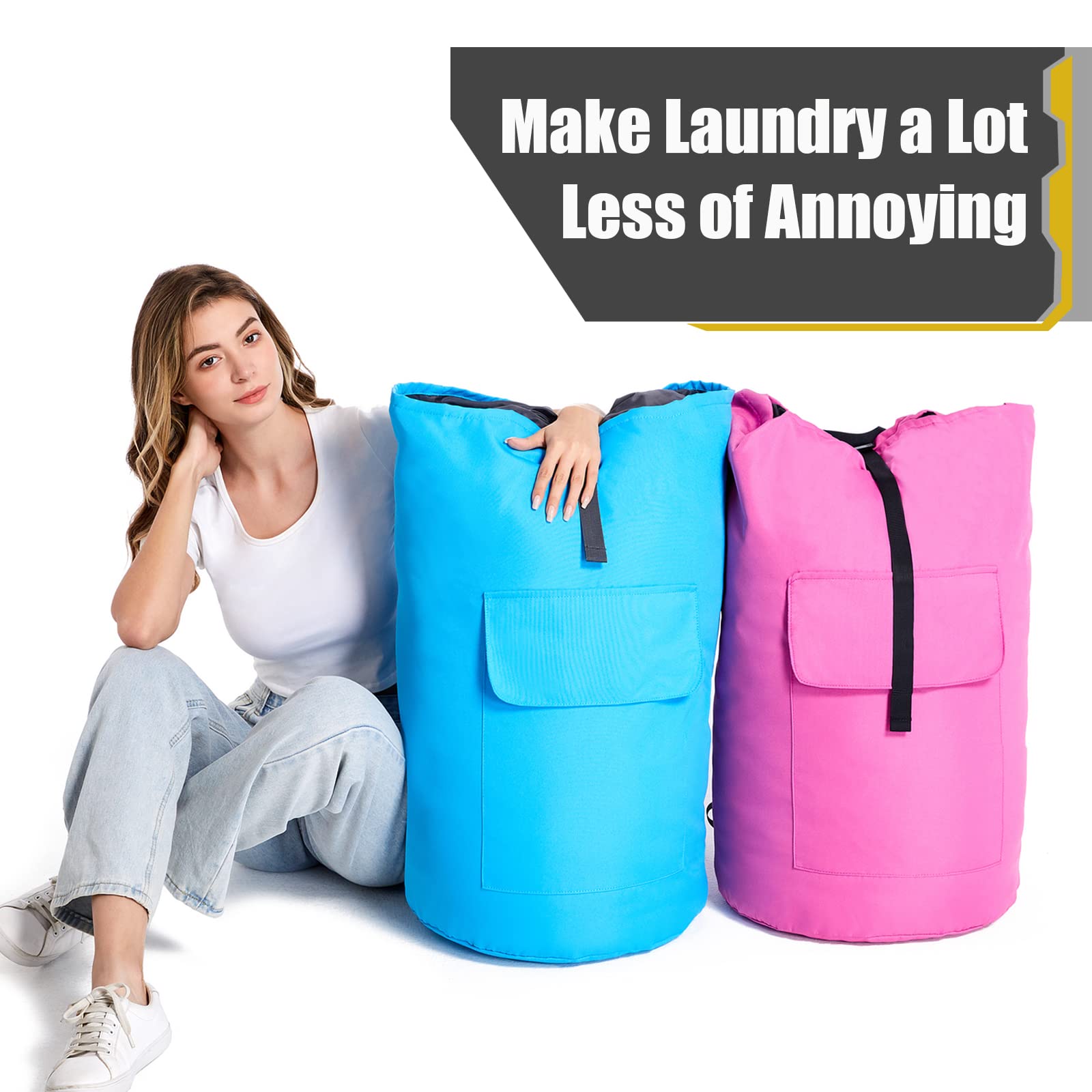 Ãzhido Extra Large Laundry Bag 115L with Straps Heavy Duty Backpack for College Dorm Room Essentials and Dirty Clothes Storage - View 5 of 5