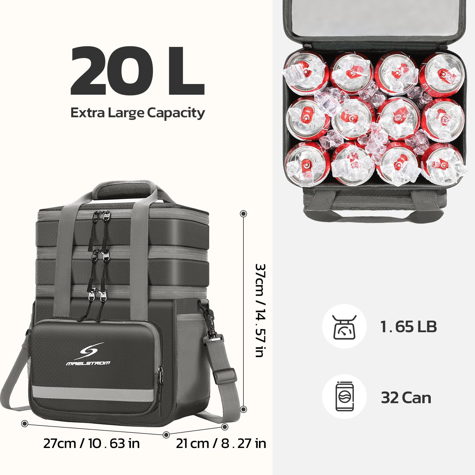 Maelstrom Maelstrom Insulated Lunch Box for Men and Women Leakproof Cooler Bag Large Grey Ideal for Work and School - View 4 of 7