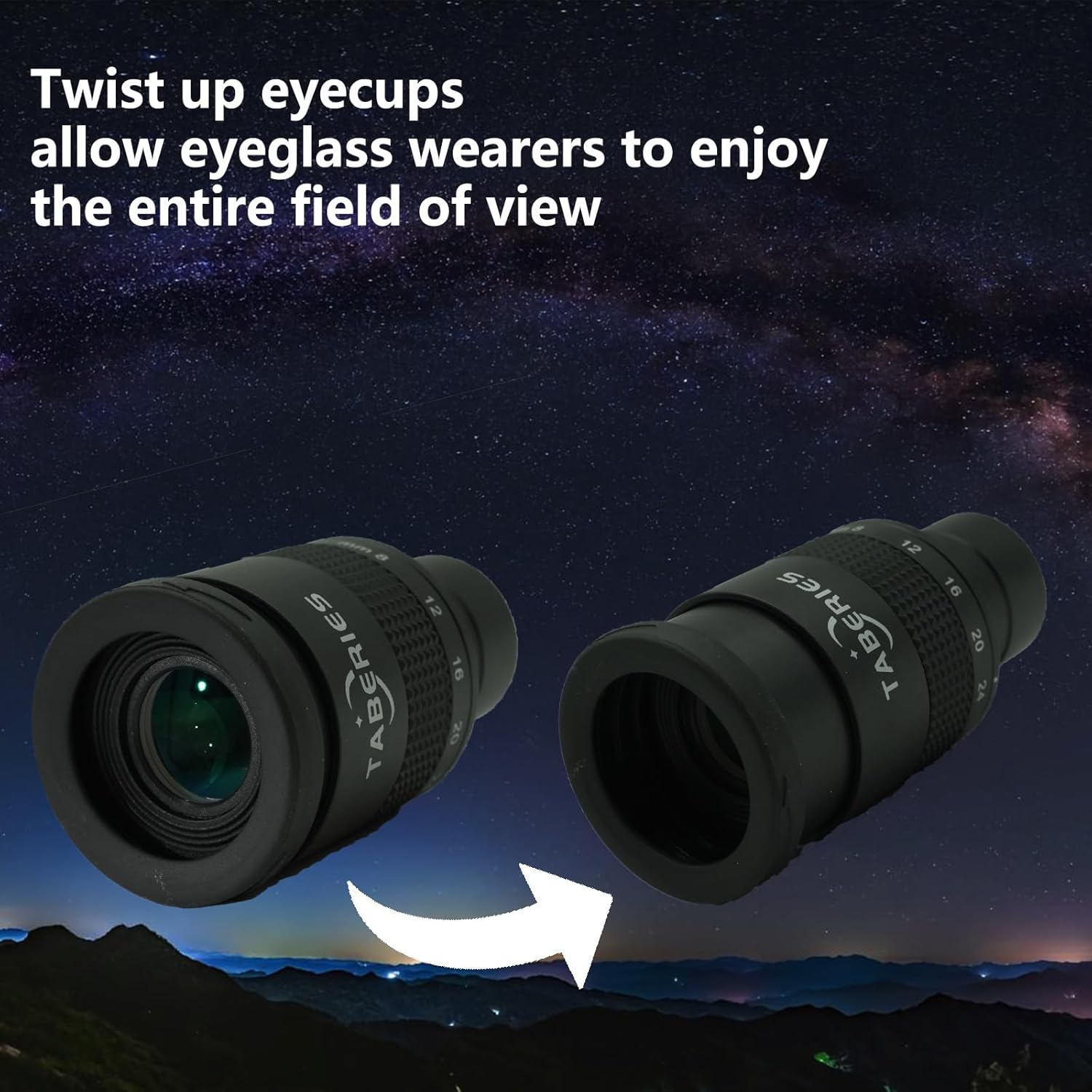 Taberies Zoom Eyepiece for Telescope 8mm to 24mm 1.25 Inch 9 Element 6 Group 40 to 60 Degree Field of View Telescope Accessories for Astronomy - View 6 of 7
