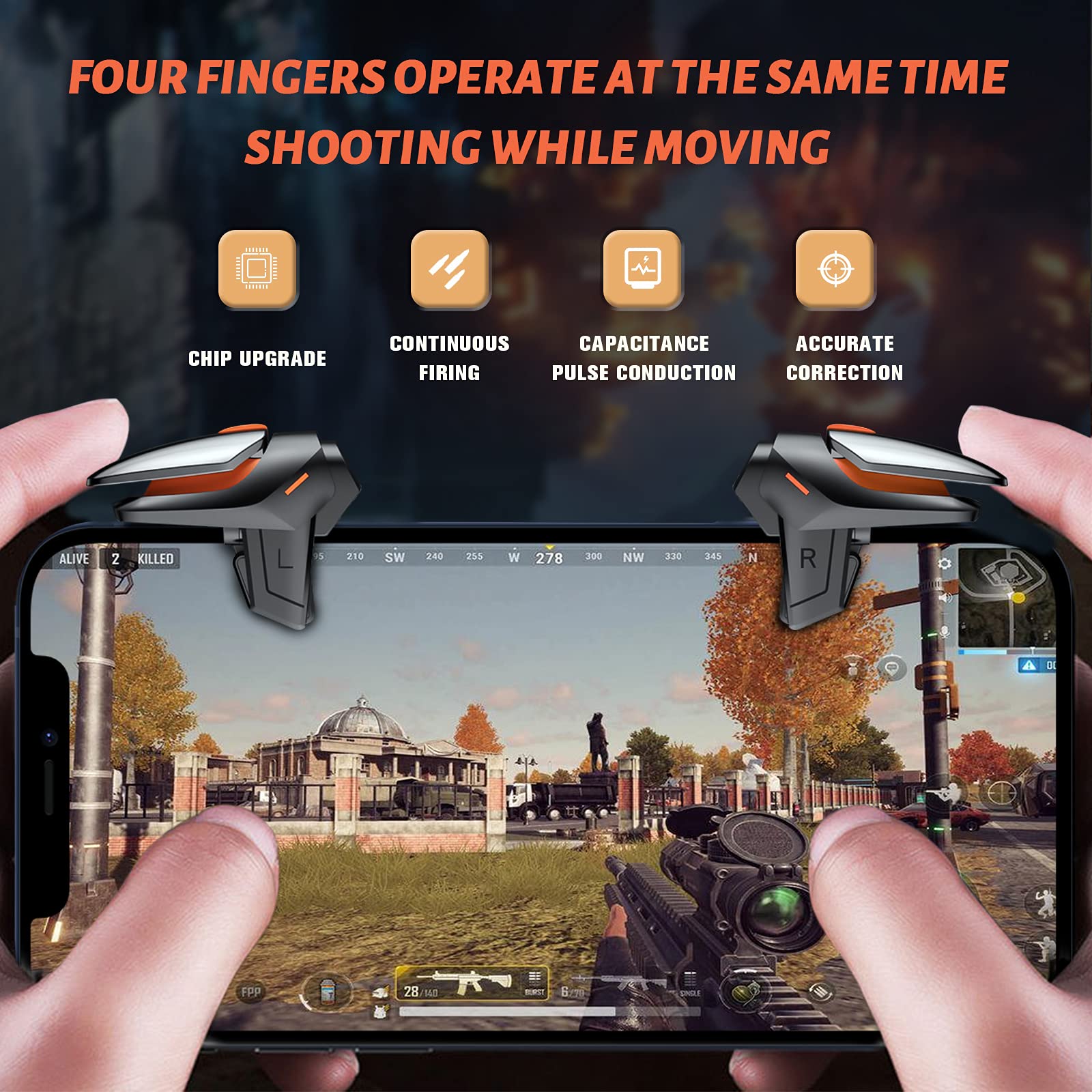 Newseego Newseego PUBG Game Controller Triggers for iOS Android Sensitive Aim and Shoot Gamepad Large Thickness Black 1 Pair New Version - View 2 of 8
