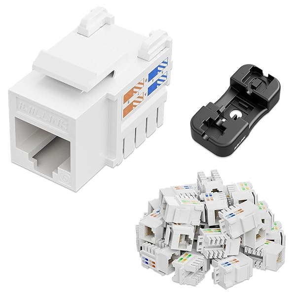 iwillink Iwillink 10Gbps Cat6 Keystone Jack 25-Pack RJ45 Punch Down Adapter White for Fast Ethernet Connections