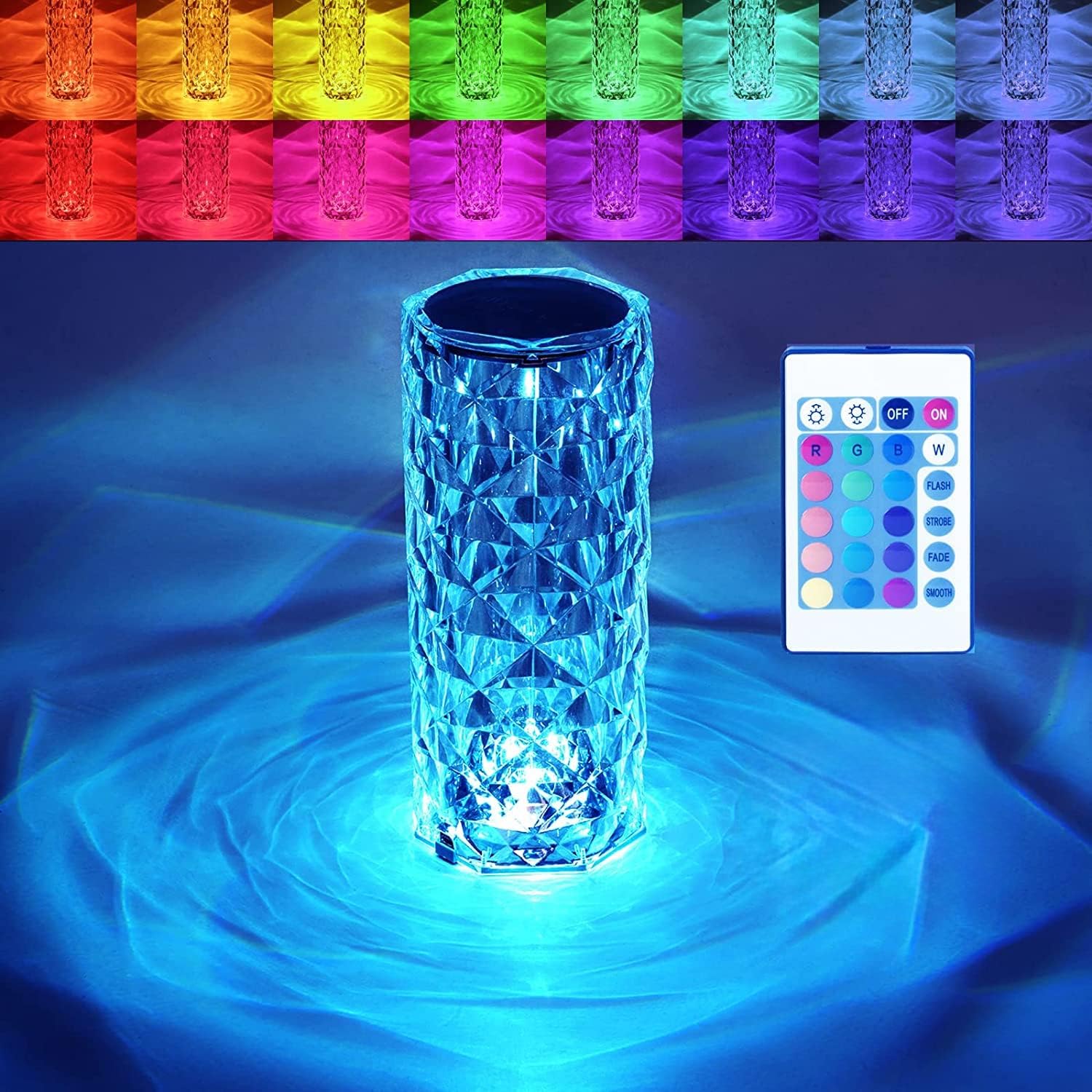 BGFHome BGFHome Crystal Table Lamp RGB Color Changing Night Light,Romantic LED Rose Diamond Touch Lamps for Living Room (Remote & Touch)