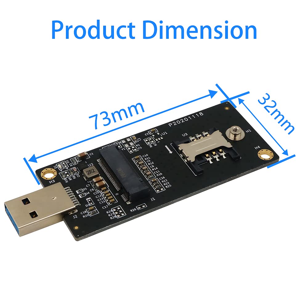 BQZYX+ NGFF M.2 Key B to USB 3.0 Adapter with SIM Slot for WWAN LTE Module Fast Data Transfer - View 2 of 7