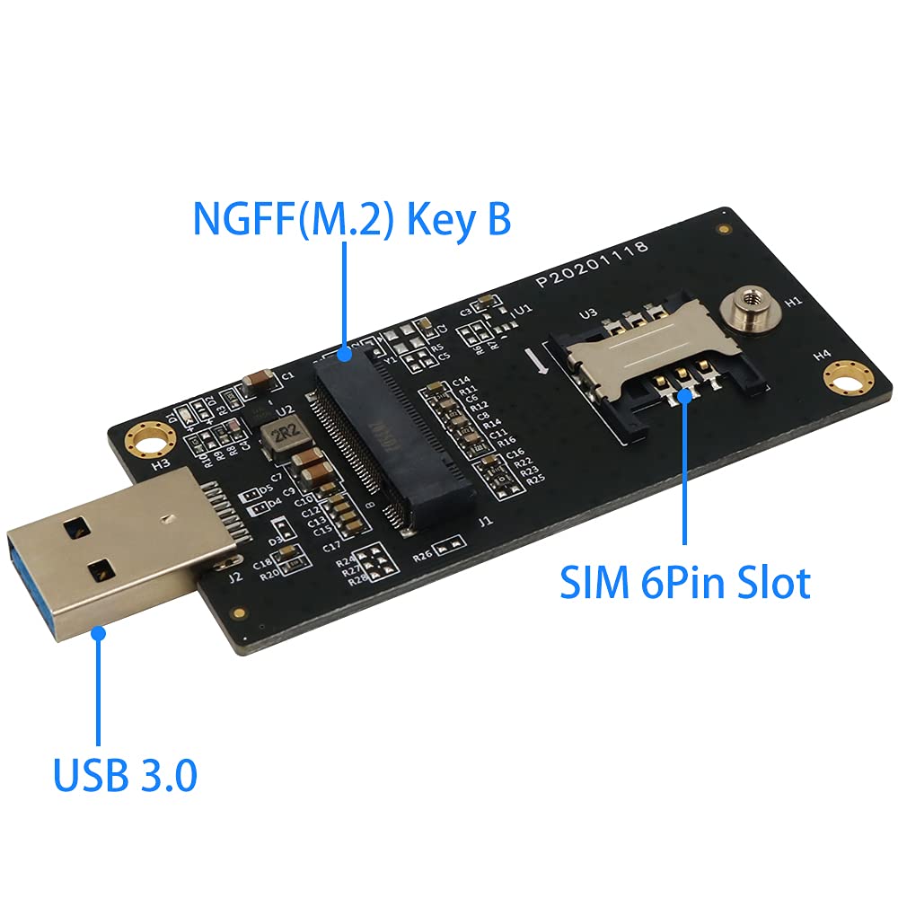 BQZYX+ NGFF M.2 Key B to USB 3.0 Adapter with SIM Slot for WWAN LTE Module Fast Data Transfer - View 3 of 7