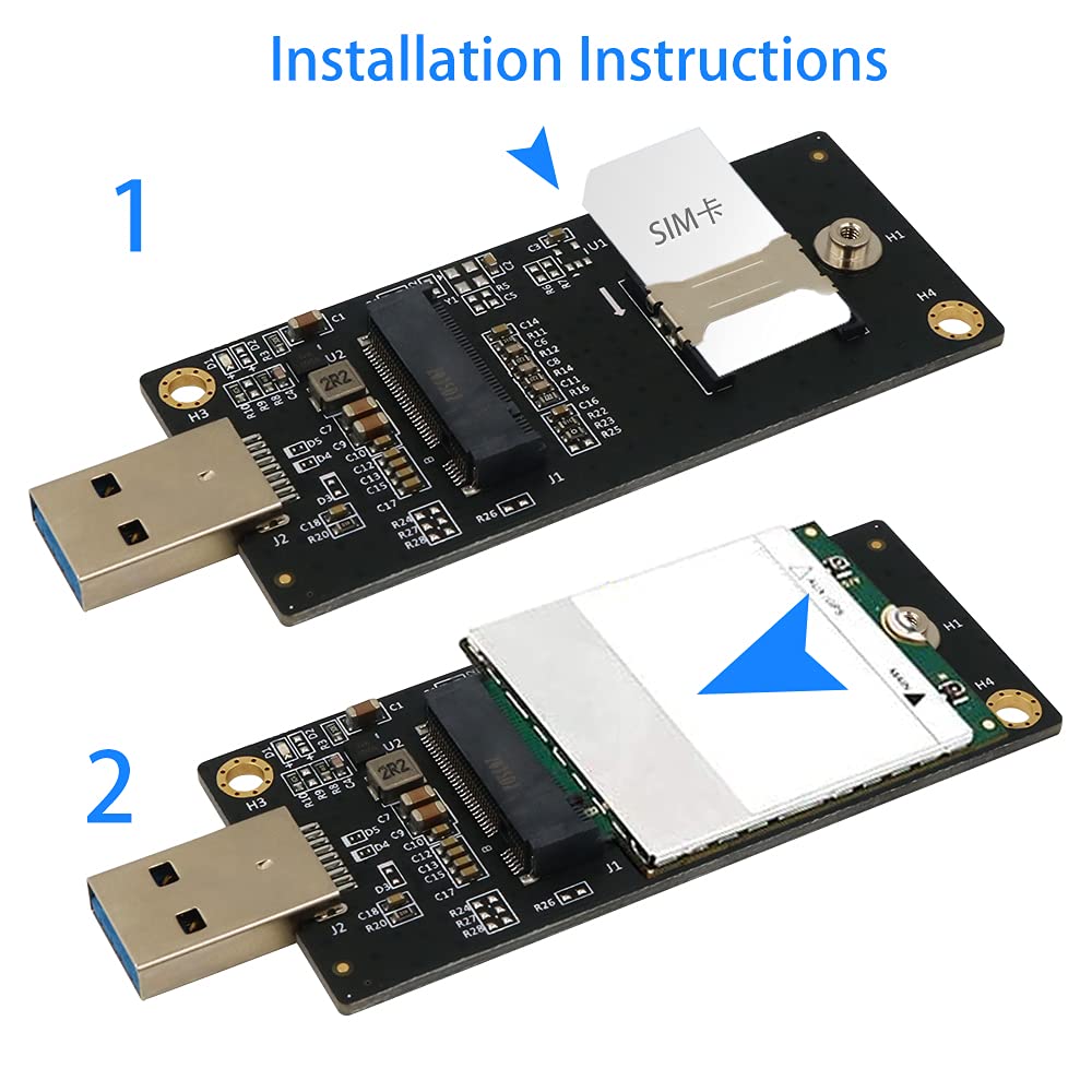 BQZYX+ NGFF M.2 Key B to USB 3.0 Adapter with SIM Slot for WWAN LTE Module Fast Data Transfer - View 5 of 7