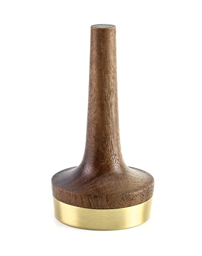 QWORK QWORK Wooden Ring Holder: Elegant Black Walnut Jewelry Display with Brass Stand - Perfect Wedding & Anniversary Gift