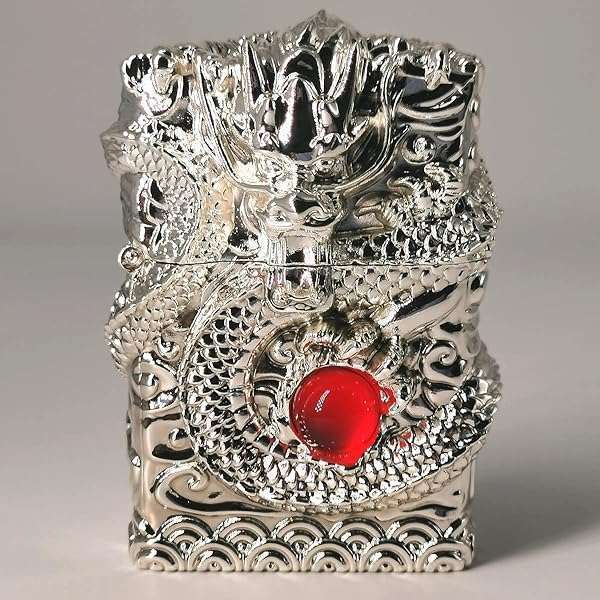 huaben Vintage Dragon Carving Trench Lighter - Reusable Antique Kerosene Gift for Collectors & Decor