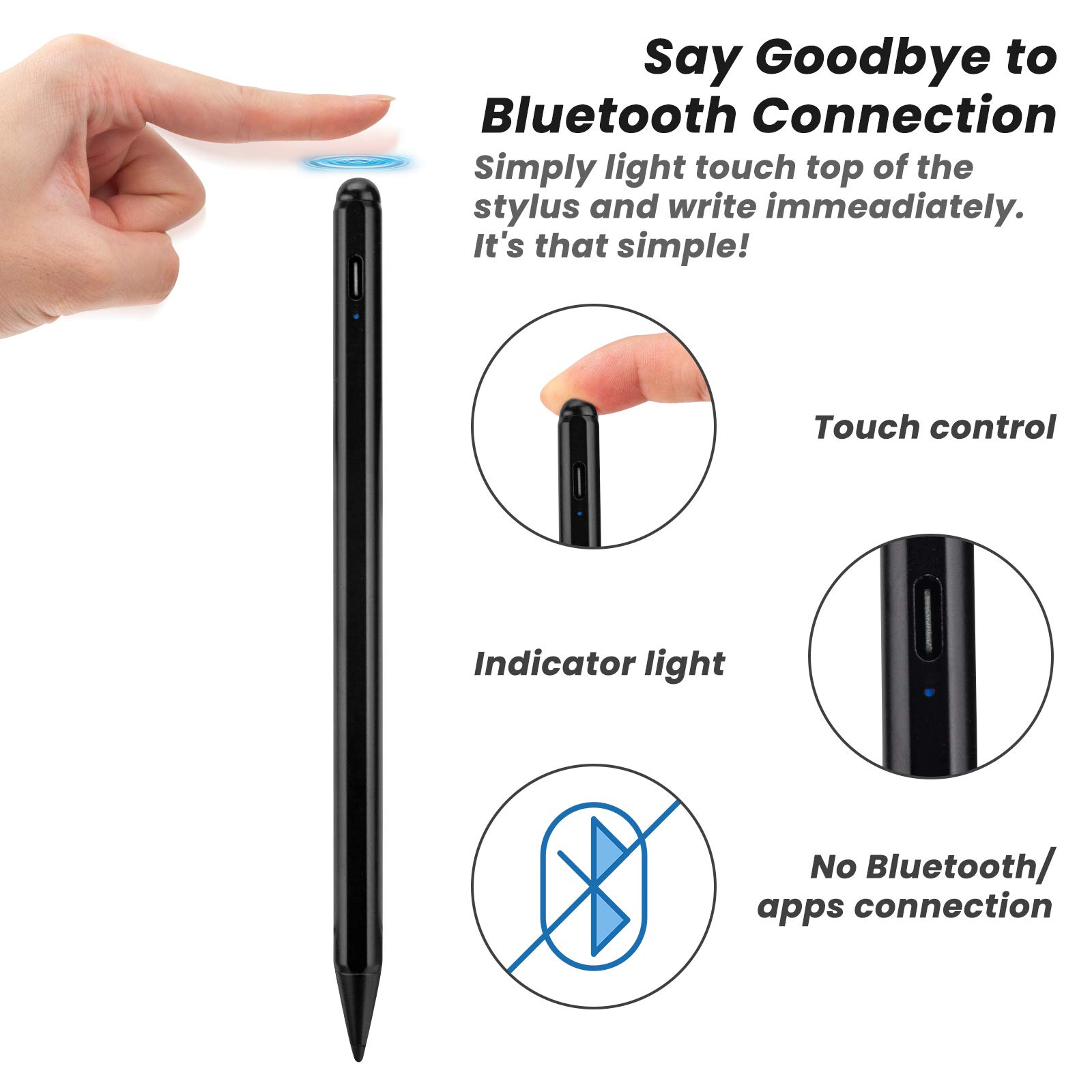 EVACH Stylus Pencil for iPad 8th 9th 10th Generation 10.2 Inch Palm Rejection Compatible with Apple Pencil 2nd Generation Black - View 2 of 5