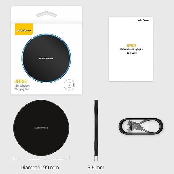 Ulefone Ulefone UF005 Wireless Charger Qi Certified 15W Fast Charging Pad Compatible with Power Armor 14 14 Pro 13 18T 19T and More - View 2 of 7