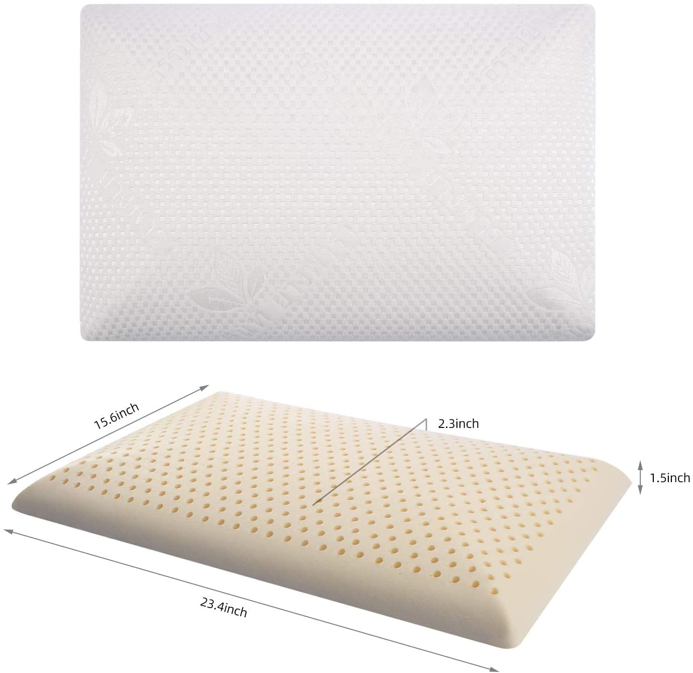 SUQ I OME SUQ I OME Slim Sleeper Thin Latex Pillow for All Sleep Positions Firm Low Profile 23x15.7x2.7 inch Cube White - View 2 of 9