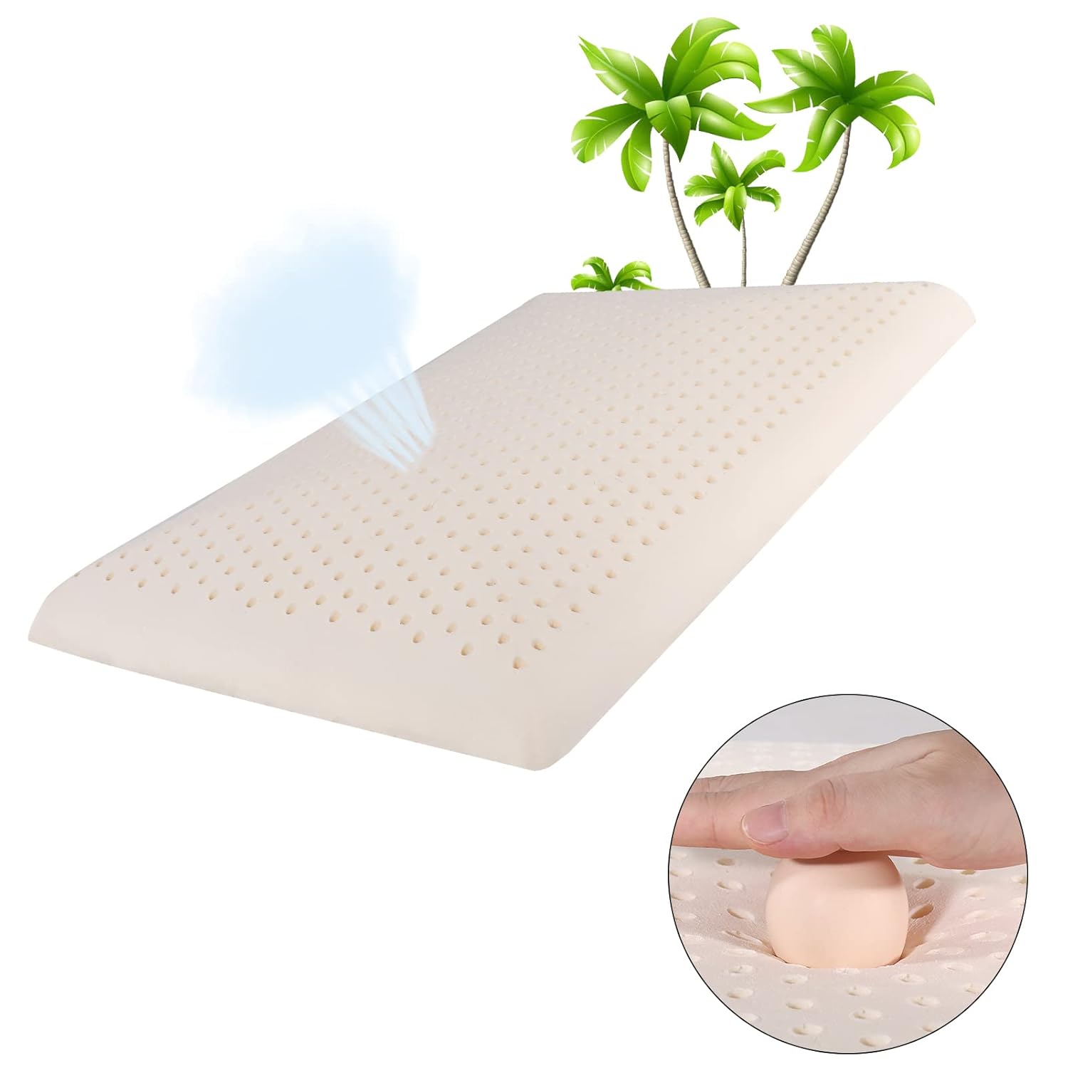 SUQ I OME SUQ I OME Slim Sleeper Thin Latex Pillow for All Sleep Positions Firm Low Profile 23x15.7x2.7 inch Cube White - View 5 of 9