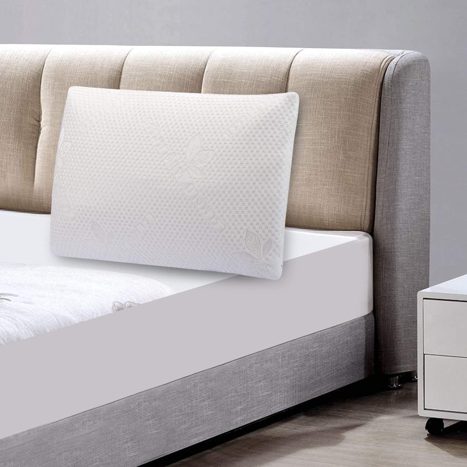 SUQ I OME SUQ I OME Slim Sleeper Thin Latex Pillow for All Sleep Positions Firm Low Profile 23x15.7x2.7 inch Cube White - View 6 of 9