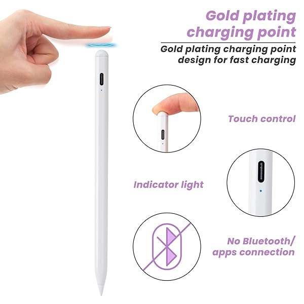 EDIVIA iPad Air Pencil 2024 Stylus Pen for iPad Air M2 11 13 iPad 10th 9th Generation Magnetic Palm Rejection Fast Charging White - View 3 of 7
