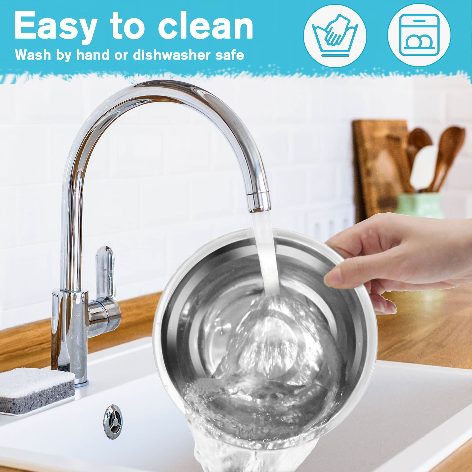 EpetsLove Epetslove Double Dog Bowls Stainless Steel Non-Slip Pet Feeder for Water and Food Ideal for Puppies Medium Dogs and Cats - View 6 of 7