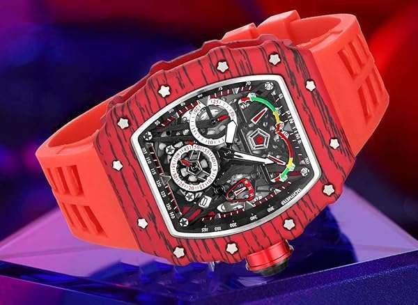 FANMIS FANMIS Men's Luxury Tonneau Square Watch: Unique Analog Chronograph with Luminous Design & Rubber Band - Perfect for Sports! - View 6 of 8