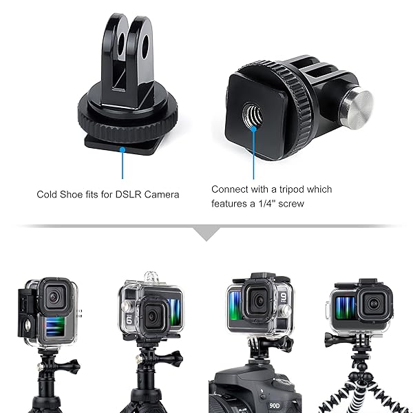GEPULY GEPULY Waterproof Housing Case for GoPro Hero 9-13: 60M Dive Shell & Cold Shoe Adapters - View 6 of 9