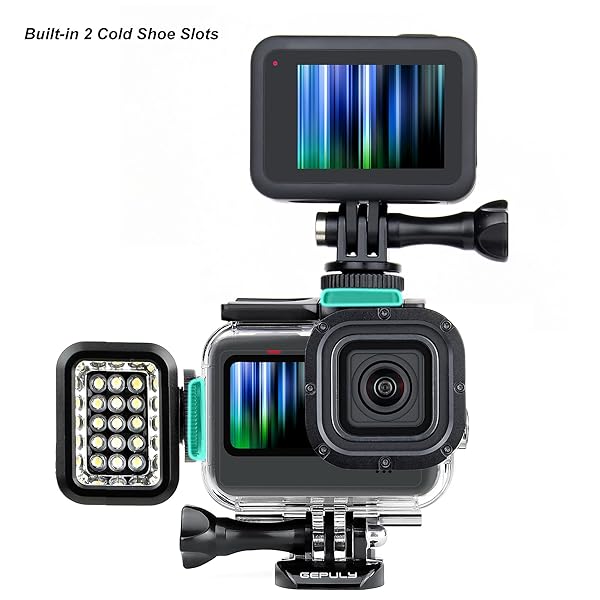 GEPULY GEPULY Waterproof Housing Case for GoPro Hero 9-13: 60M Dive Shell & Cold Shoe Adapters - View 7 of 9
