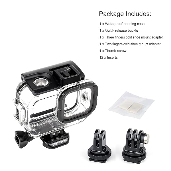 GEPULY GEPULY Waterproof Housing Case for GoPro Hero 9-13: 60M Dive Shell & Cold Shoe Adapters - View 9 of 9