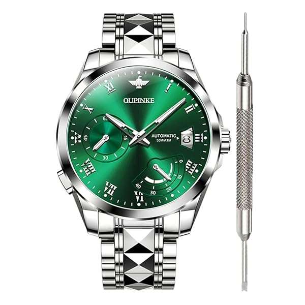 OUPINKE Shop OUPINKE Green Face Automatic Watches for Men - Waterproof Self-Winding & Stylish Mechanical Timepieces