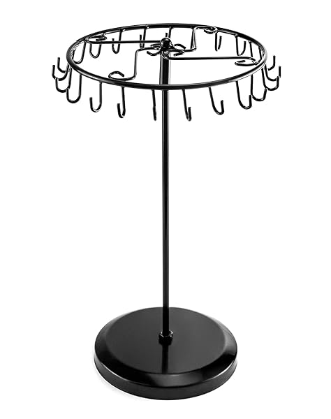 QWORK QWORK Spinning Jewelry Tree Display Stand - 23 Hook Organizer in Black for Easy Access & Stylish Storage