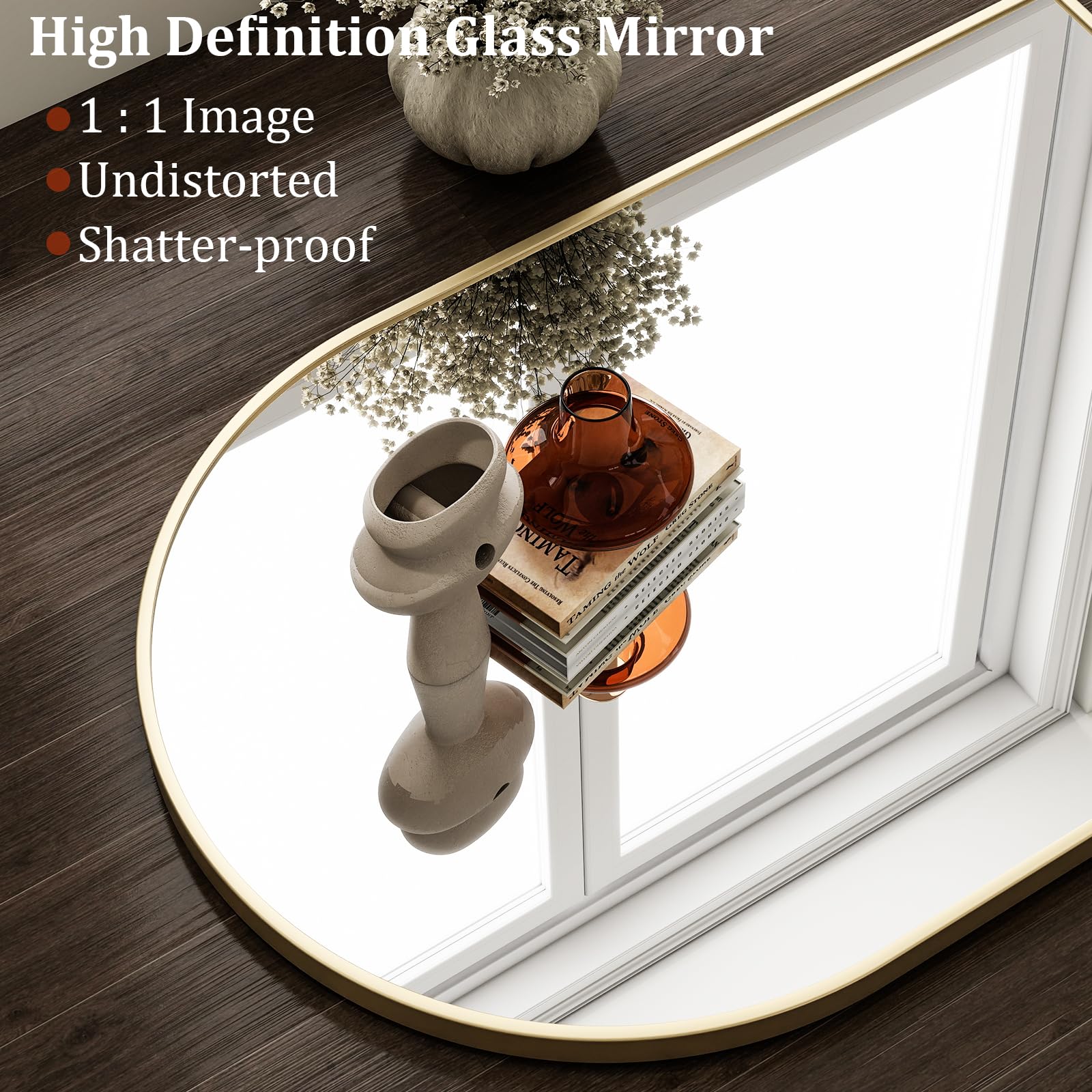 HARRITPURE HARRITPURE 20x30 Arched Bathroom Mirror Wall Mounted Gold Arch Aluminum Alloy Frame for Living Room Bedroom Bathroom Entryway - View 3 of 8