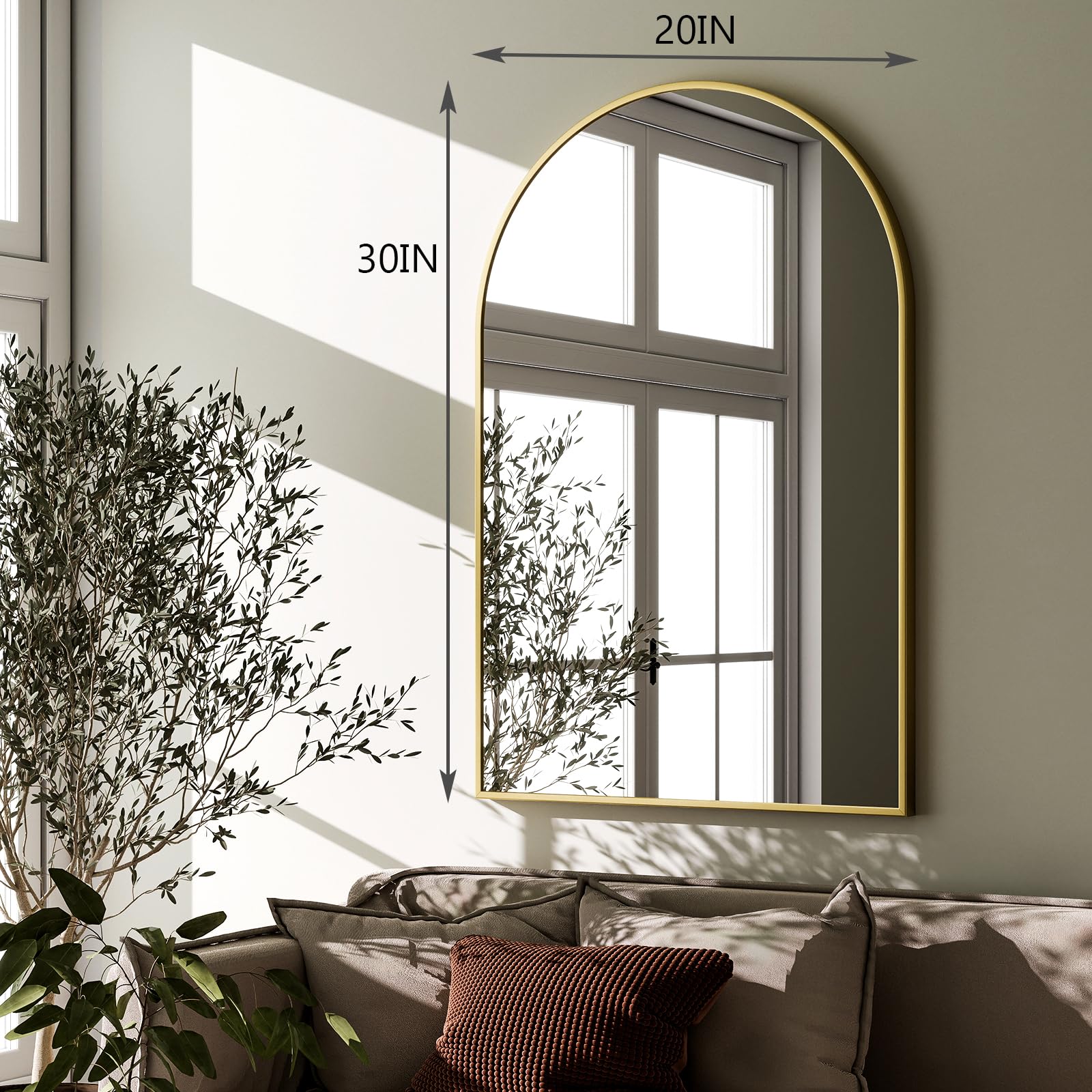 HARRITPURE HARRITPURE 20x30 Arched Bathroom Mirror Wall Mounted Gold Arch Aluminum Alloy Frame for Living Room Bedroom Bathroom Entryway - View 6 of 8