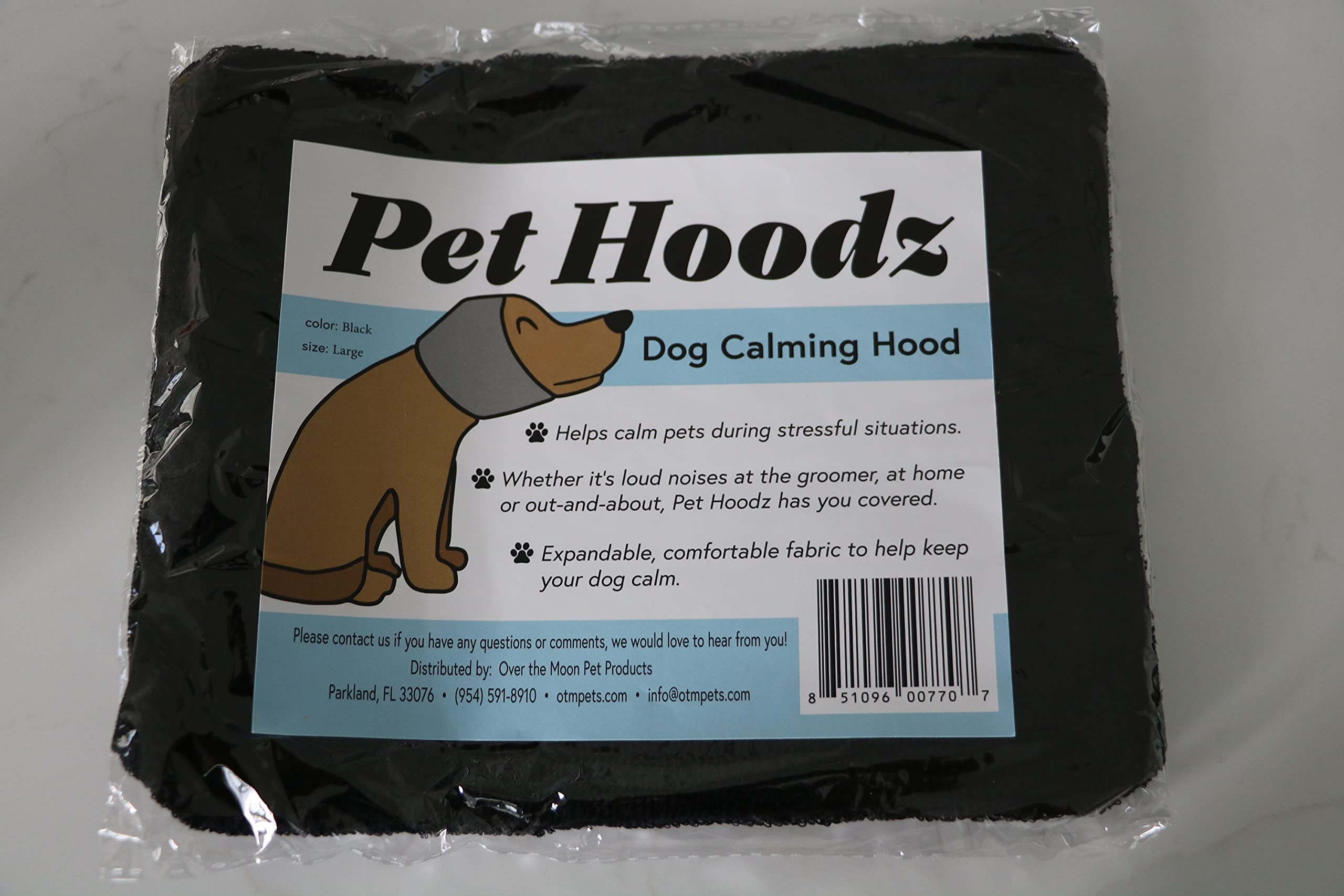 Over The Moon Pet Products Pet Hoodz for Dogs Large Black Anxiety Grooming Ear Muffs Dog Ear Protection Calming Ear Compression Dog Hoodie Ear Wrap - View 6 of 8