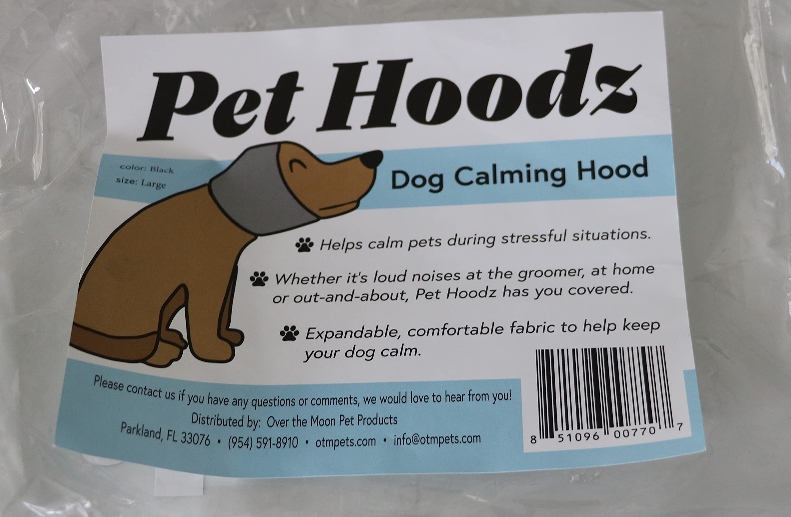 Over The Moon Pet Products Pet Hoodz for Dogs Large Black Anxiety Grooming Ear Muffs Dog Ear Protection Calming Ear Compression Dog Hoodie Ear Wrap - View 8 of 8