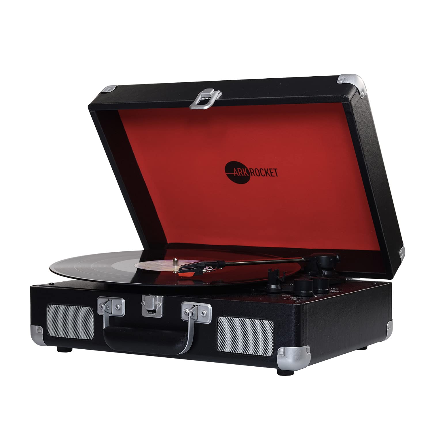 arkrocket Arkrocket Curiosity Bluetooth Turntable Retro Suitcase 3 Speed Record Player with Built in Speakers Lavender - View 2 of 7