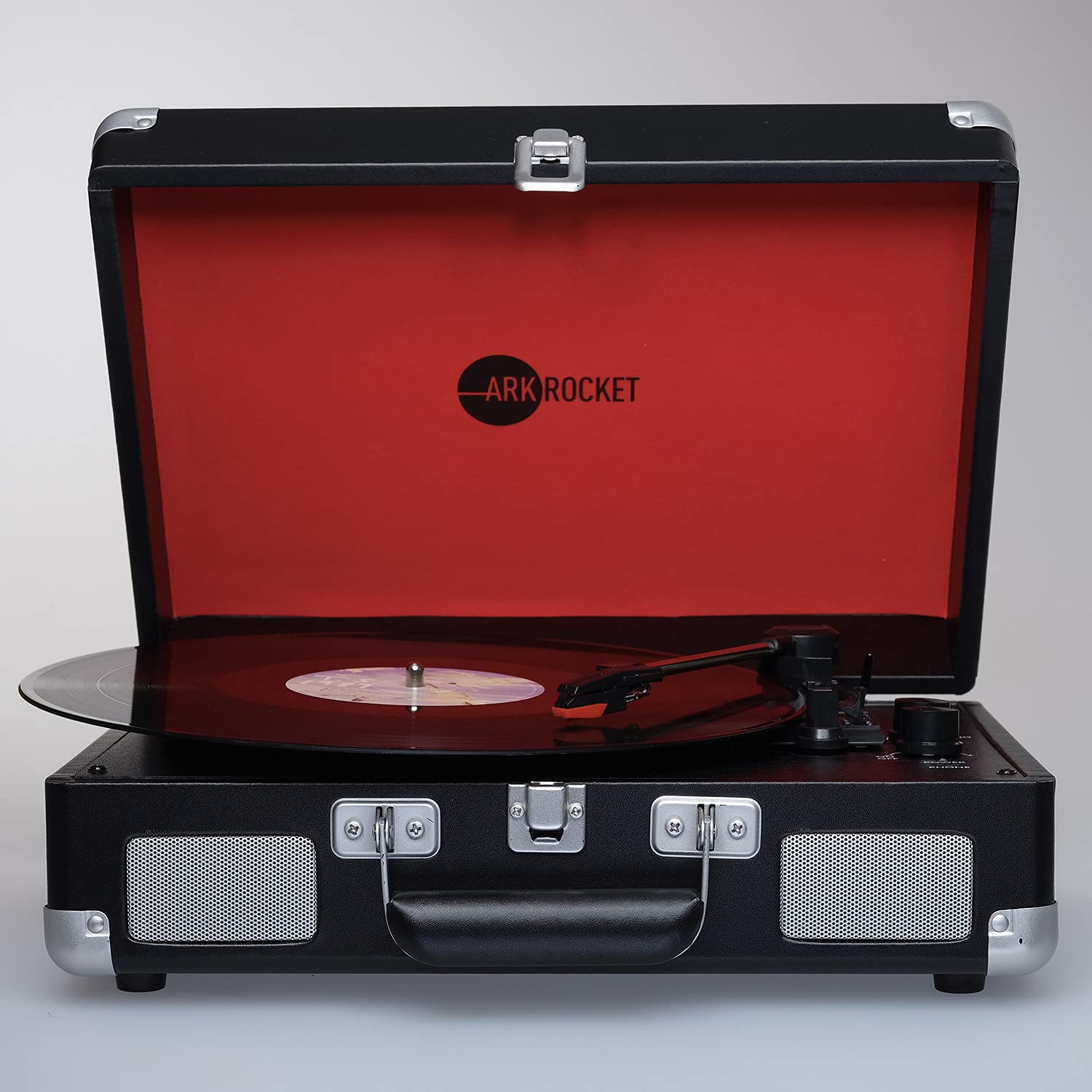 arkrocket Arkrocket Curiosity Bluetooth Turntable Retro Suitcase 3 Speed Record Player with Built in Speakers Lavender - View 4 of 7