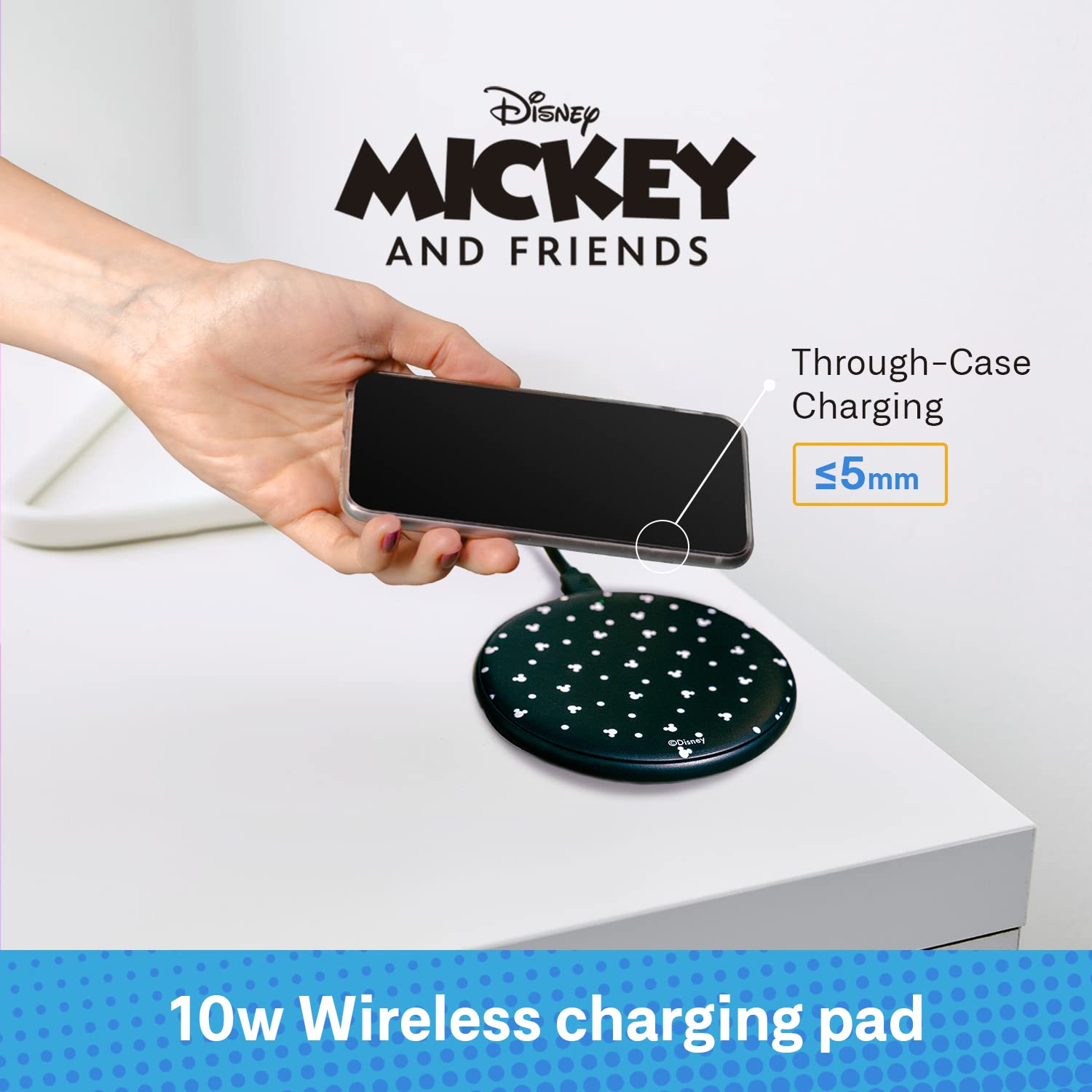 Disney Disney Mickey Mouse Wireless Charging Pad Universally Compatible Qi Charging Station Perfect Gift for Fans and Adults - View 4 of 9